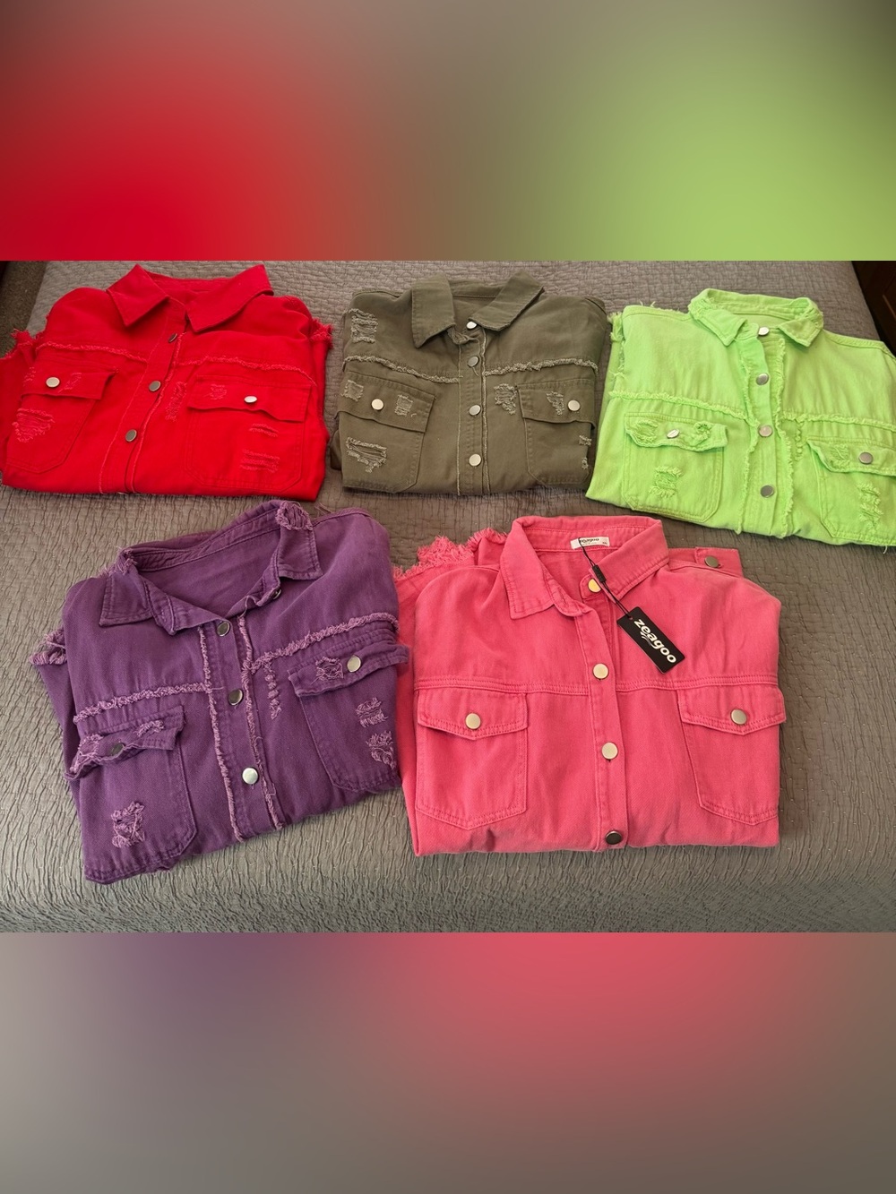 Distressed Jean Shirt Jackets Lot of 5